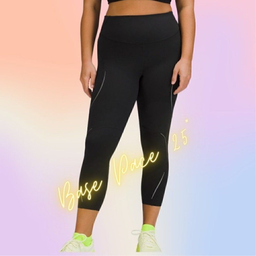 NWT lululemon Base Pace HR Tight 25"  *Reflective*  Black